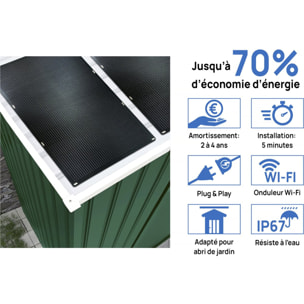 Abri de jardin métal - "Rosas "- 7,06 m² avec panneaux solaires - Vert