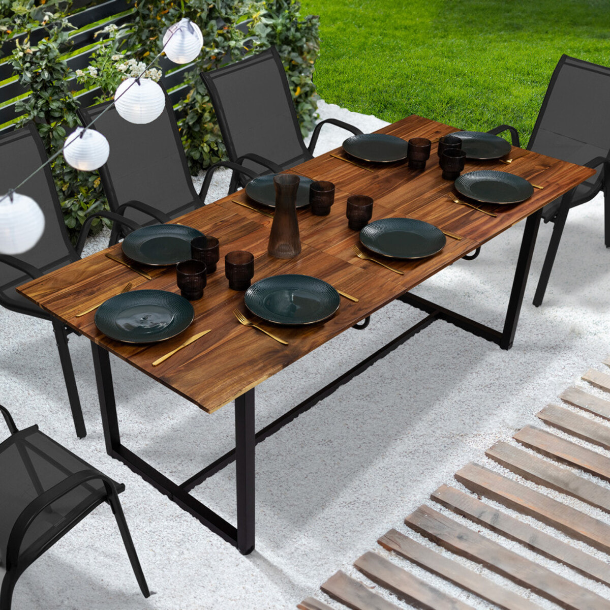 Table de jardin extensible Acacia 160-200cm