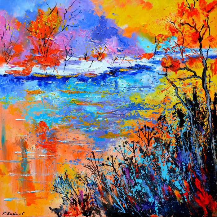 Tableau abstrait reflets d'eaux Toile imprimée