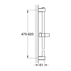 Barre de douche universelle Vitalio 600mm Ø 22mm