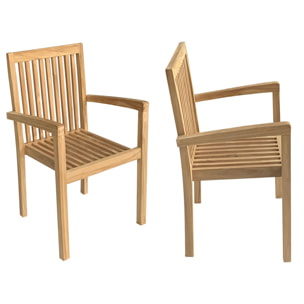 Lot de 4 chaises de jardin JAVA empilables en teck