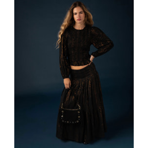 Falda con nido de abeja y fruncida de mujer