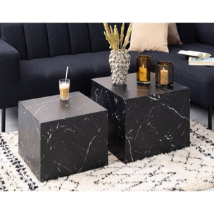 Pueblo - lot de 2 tables basses - effet marbre noir - 58 et 50 cm - Noir