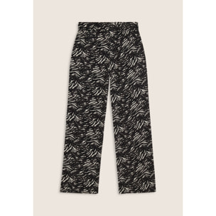 Pantaloni comfort in viscosa animalier con gamba ampia