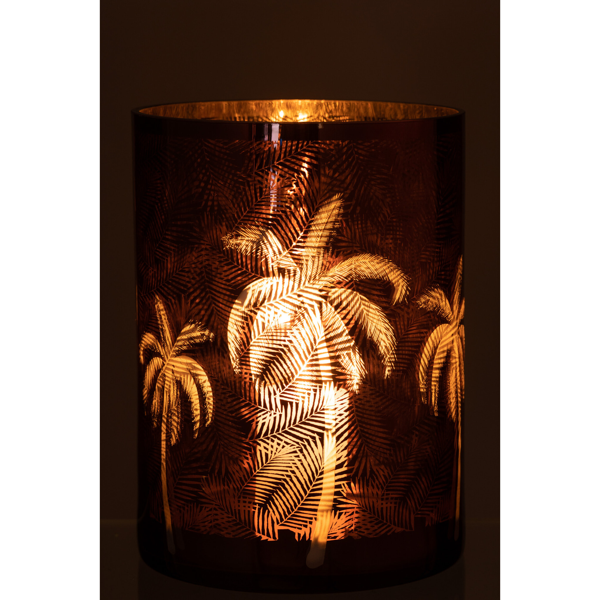 J-Line photophore Palmier - verre - marron - extra large