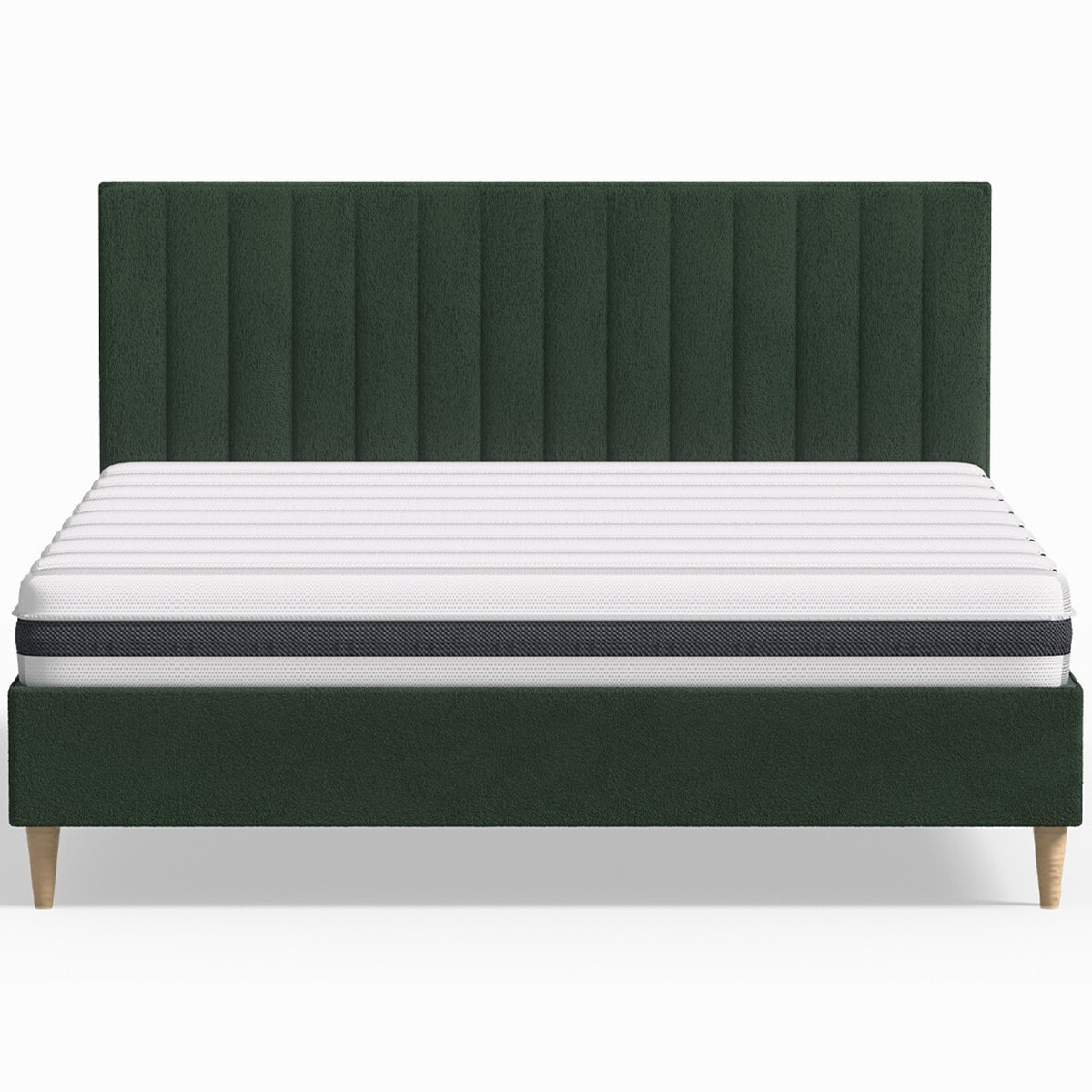 Pack lit en velours + Matelas ressorts et Mousse HR - ELIOT & HYGIOSPRING