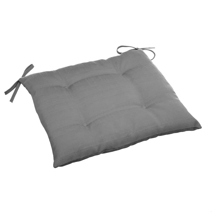 Galette de chaise carrée 4 points "Korai" ardoise 40x40x4cm en polyester