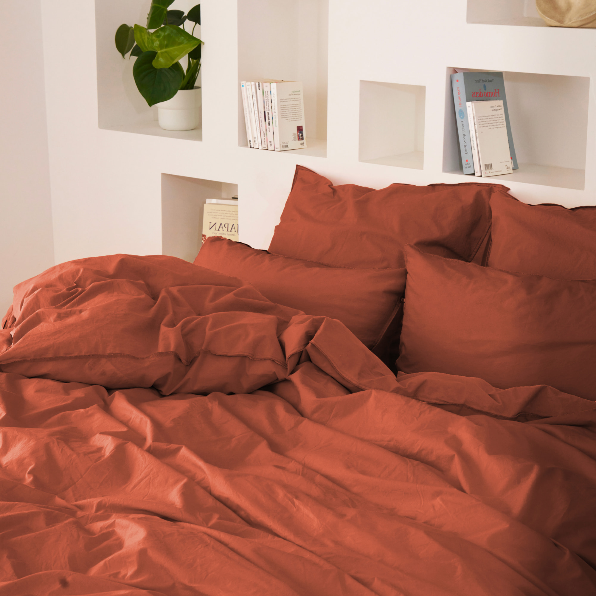 Housse de couette en percale de coton lavé, DOUCEUR LAVÉE
