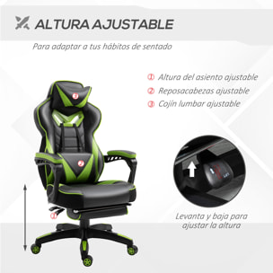 Silla Racing de Escritorio Reclinable Negro y Verde