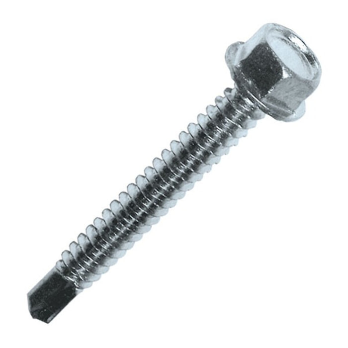 Vis autoperceuse acier zingué blanc tête hexagonale - 6,3 mm x 100 mm - Assemblage 89 mm - Boite de 100 - SCELL IT - THT10-63100