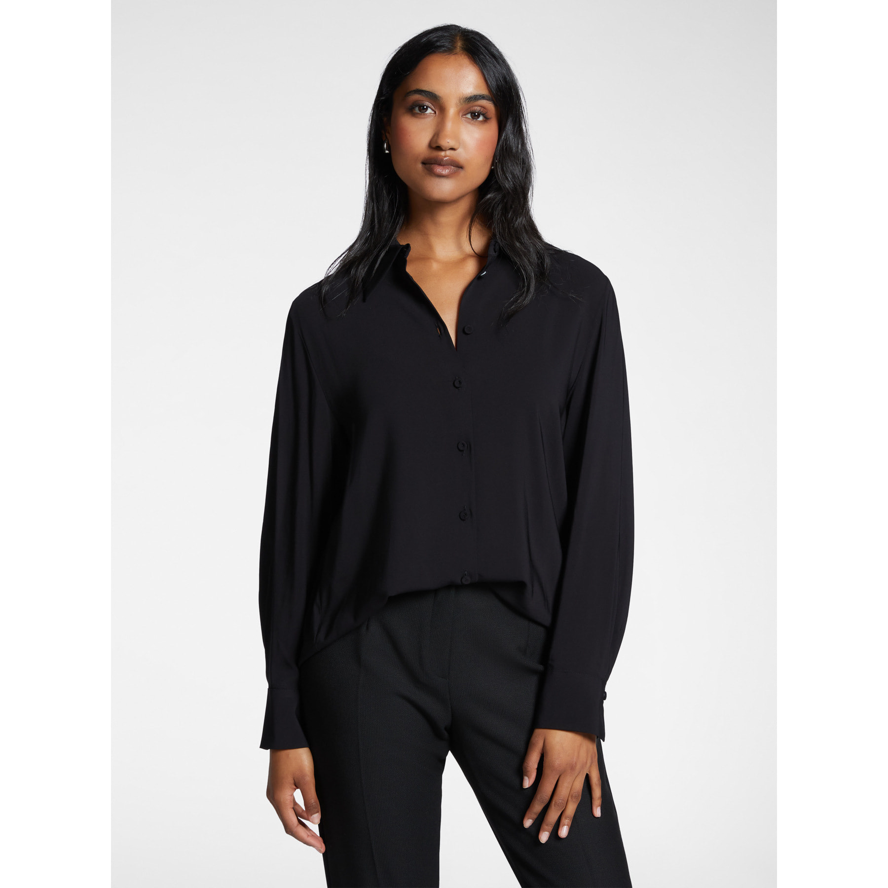 Elena Mirò - Camisa masculina de georgette - Negro