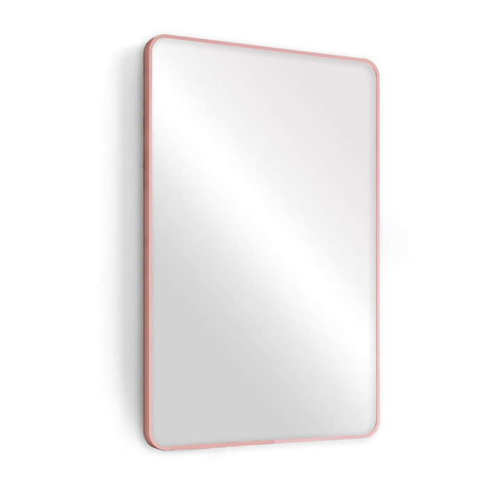Specchio da parete 70x50 cm con telaio oro rosa e angoli arrotondati - Lay