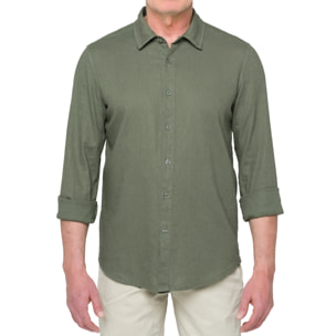 Camisa de lino Hot Buttered Saunders Verde militar