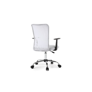 Fauteuil de bureau à roulettes design en mesh blanc et acier chromé PLUZ