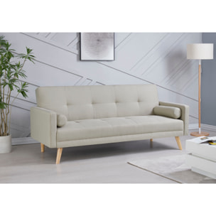 Canapé scandinave convertible 3 places en tissu beige NAKSKOV