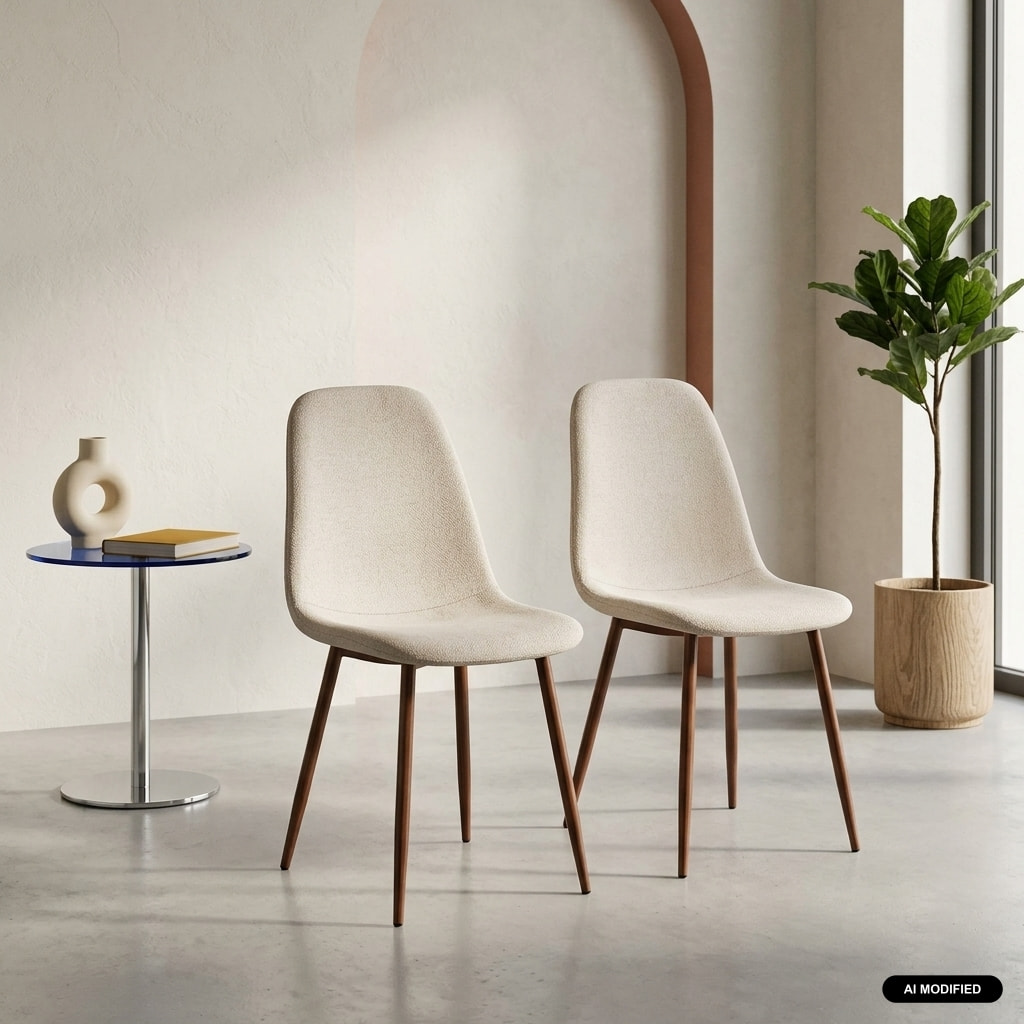 Chaise décor bois teinte noyer et tissu (lot de 2) VERA