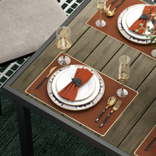 Mesa de Comedor Exterior de Aluminio Mesa de Jardín Exterior para 8 Personas con Encimera de Listones para Terraza Balcón 190x90x74 cm Natural y Negro