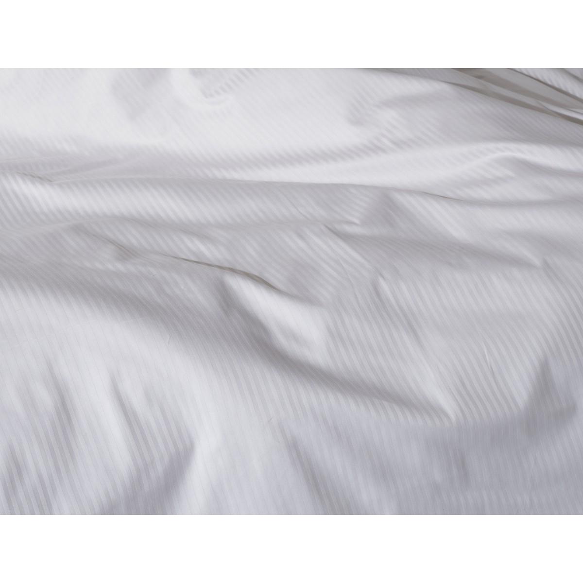 Du beau linge I Drap plat blanc rayé satin 100% coton Gamme Luxe neuf