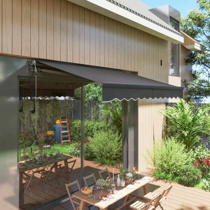 Toldo Eléctrico Retráctil y Manual con Mando a Distancia 3x2,5 m Toldo de Exterior Terraza Enrollable con Manivela Marco de Aluminio y Protección UV30+ para Jardín Puerta Ventana Gris