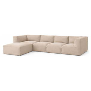 VERONE Salon de jardin modulable 5 places beige en tissu déperlant
