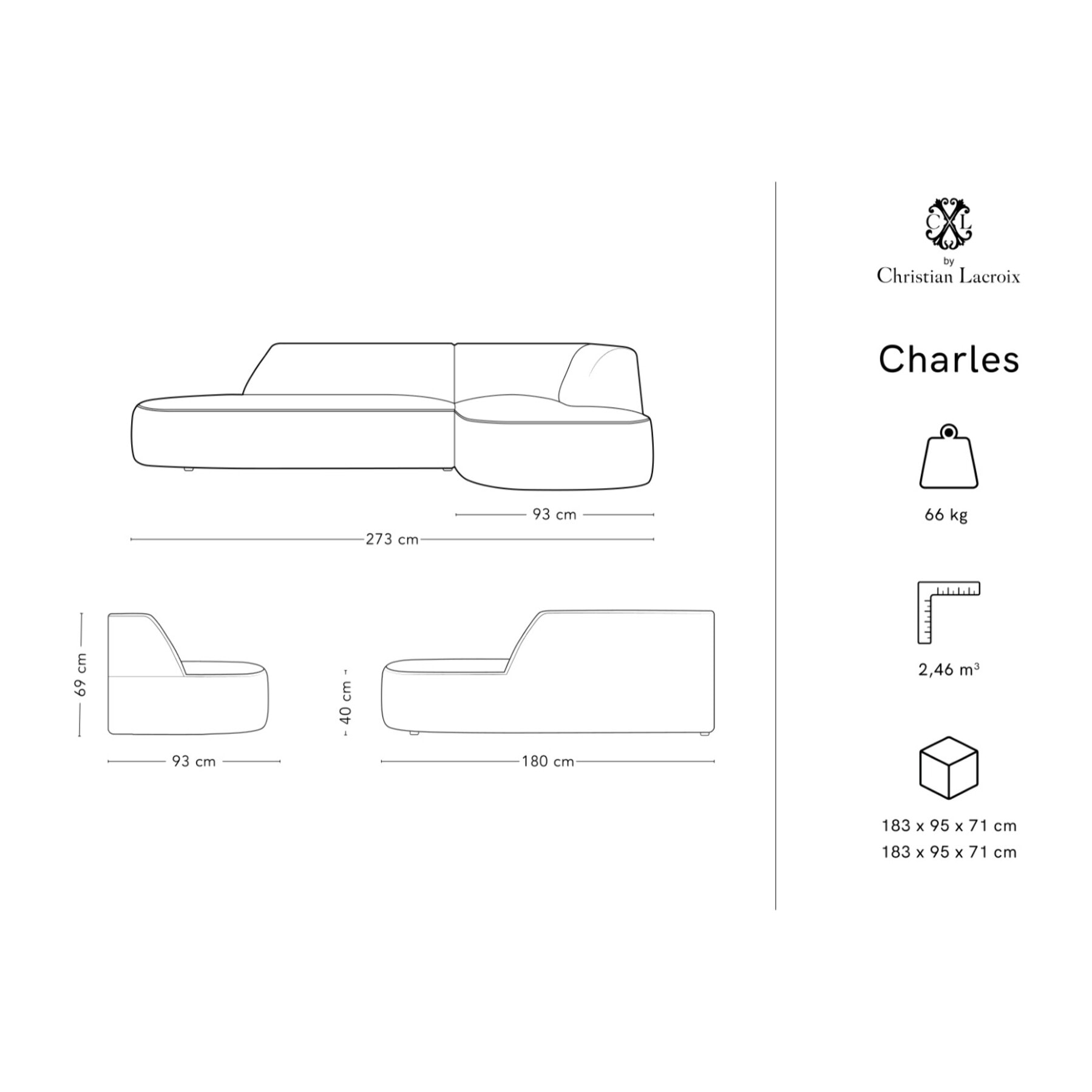 Canapé d'angle droit "Charles" 4 places en velours vert