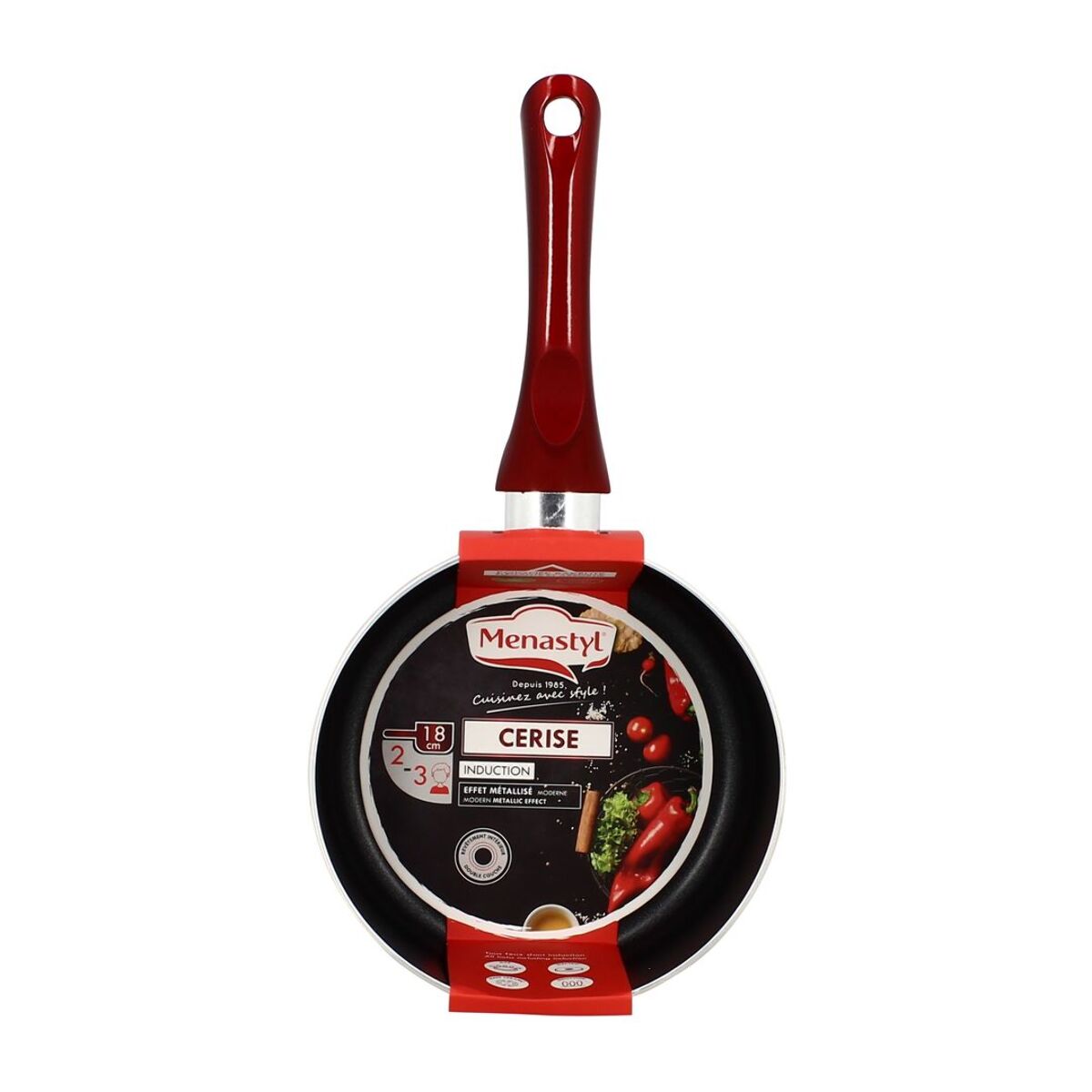 Casserole antiadhésive en aluminium 18cm - tous feux CERISE