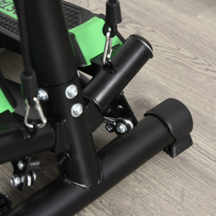 Mini stepper avec guidon, extenseurs, écran LCD multifonction et tapis antidérapant noir et vert
