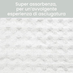 INTRECCI Telo Doccia Maxi, Asciugamano da Doccia, Telo Bagno 150 x 100 cm, in Spugna di Puro Cotone 300 gr/mq, Tinta Unita Bianco. Modello: Napone