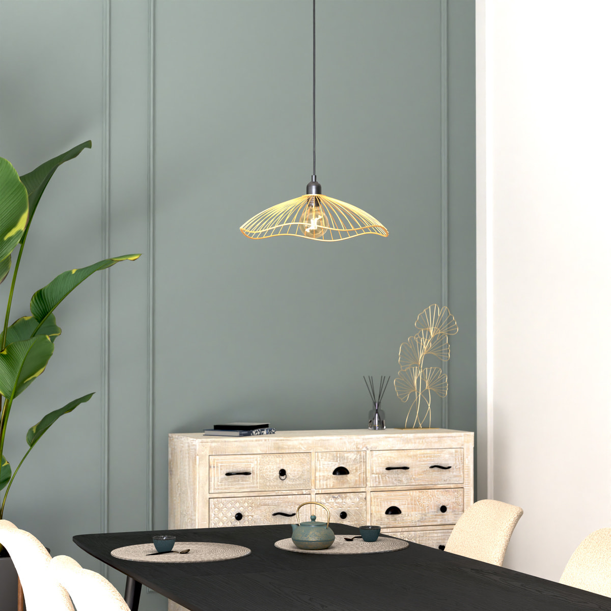 Suspension "Galt" doré D34cm