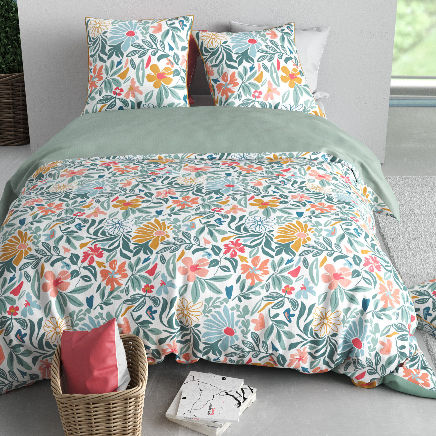 Parure housse de couette imprimé 100% coton - thelma