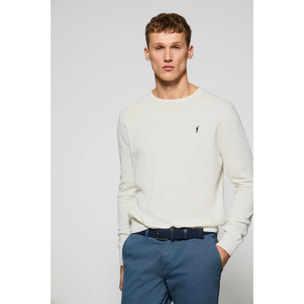 Maglione beige in filo a girocollo e ricamo Rigby Go