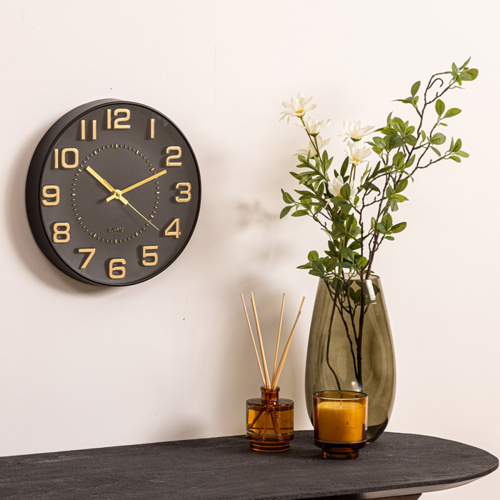 Horloge relief Doris noir D30cm