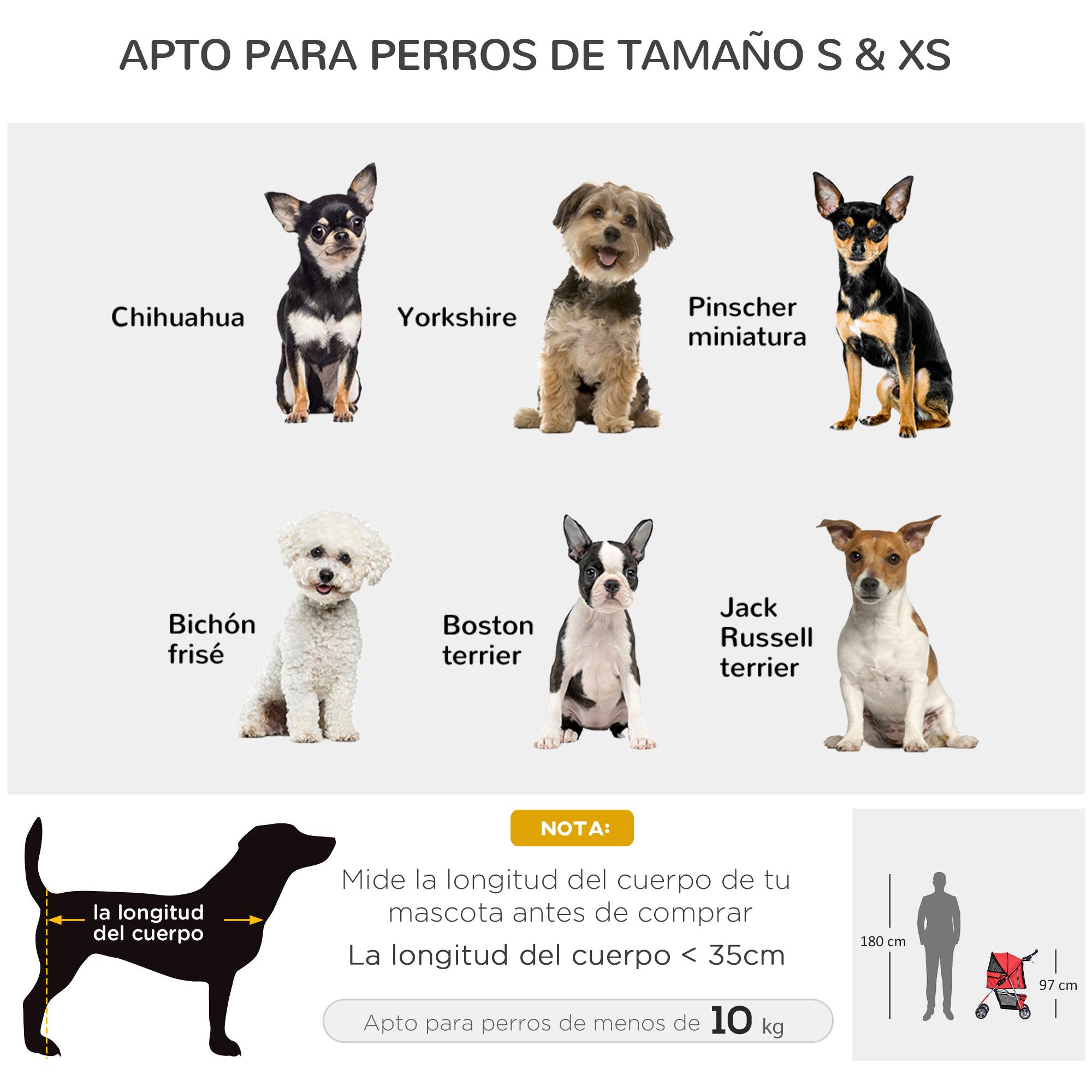 Cochecito Perros Plegable de Tela Nylon 75x45x97cm Rojo