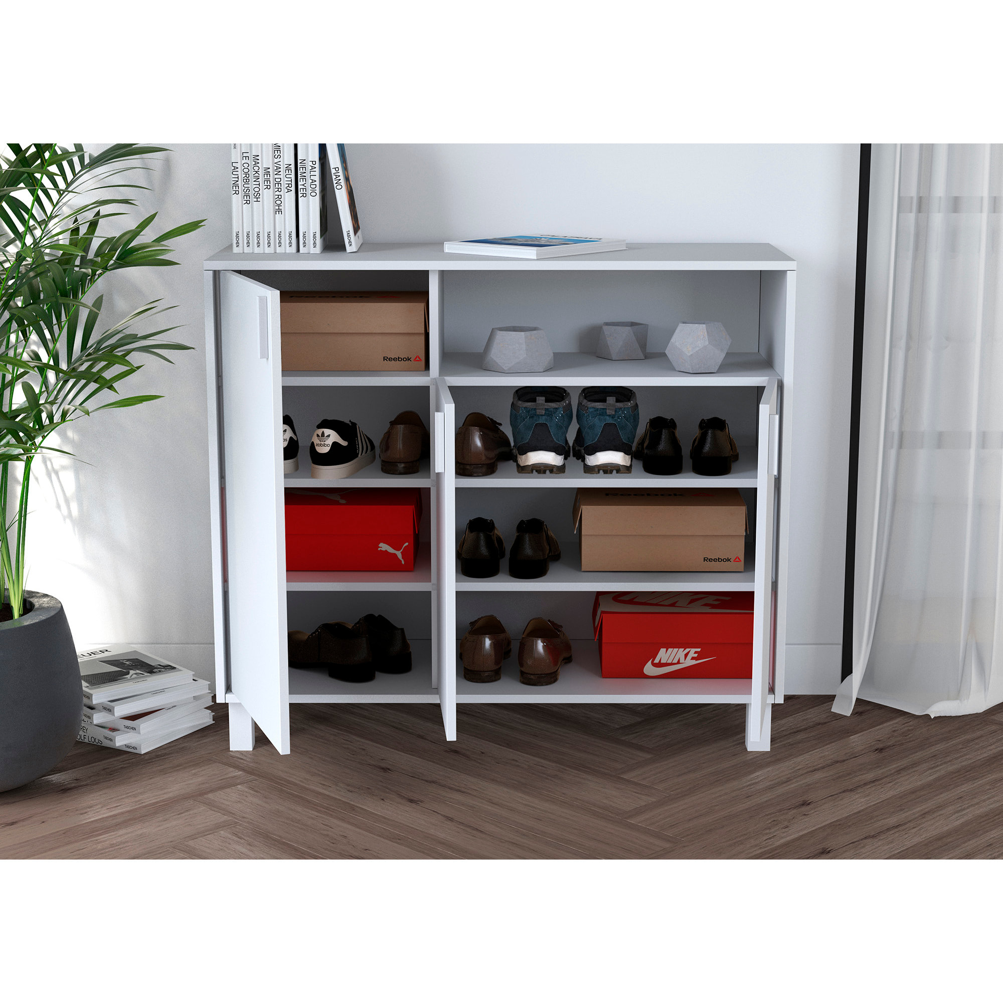 Zapatero Dyrnes melamina blanco 88x100x37 cm