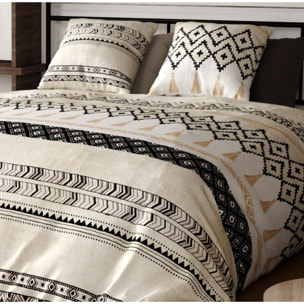 Parure housse de couette coton beige