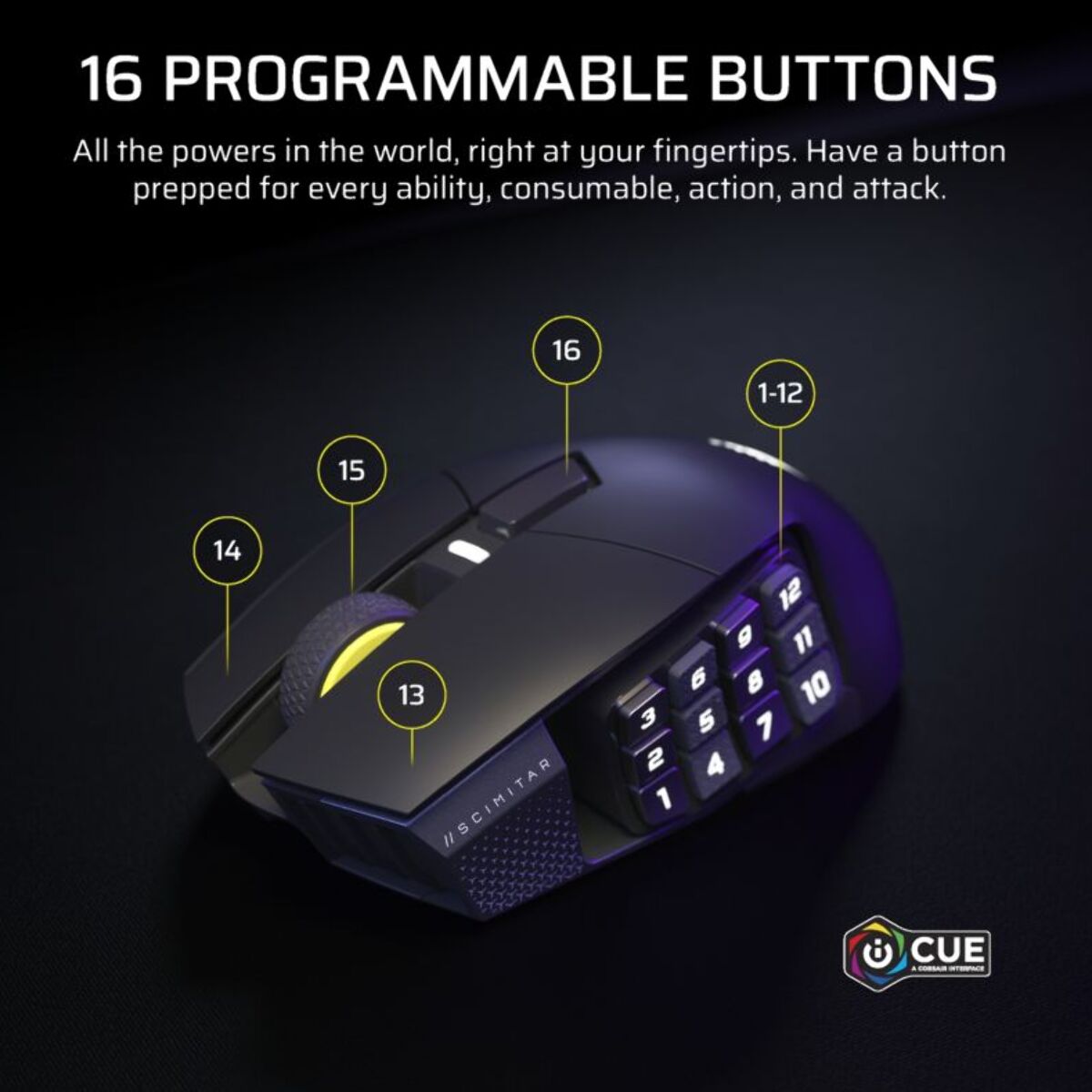 Souris Gamer Sans Fil CORSAIR SCIMITAR ELITE WL SE GUN METAL