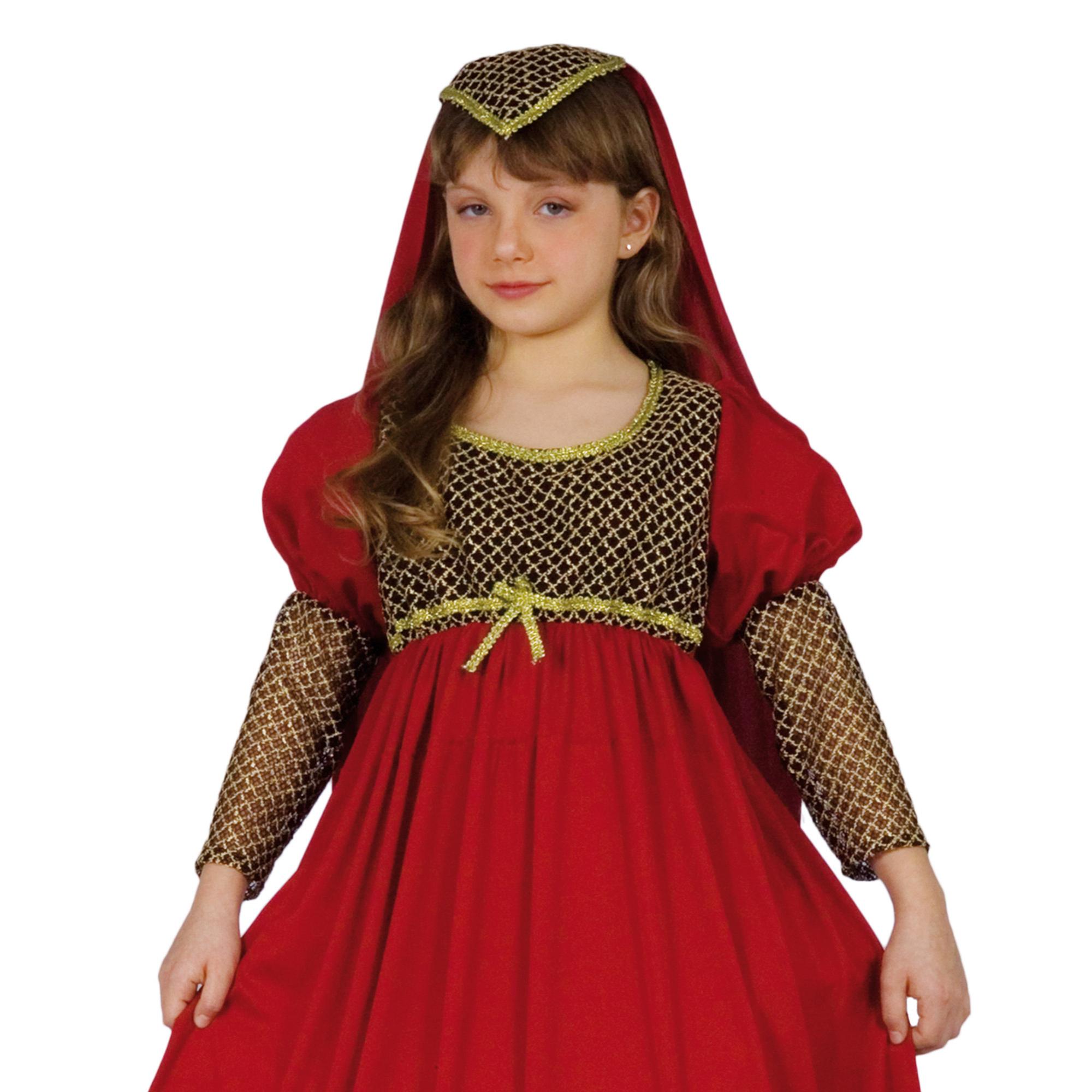 Abito Costume Carnevale Giulietta Rosso Bambina