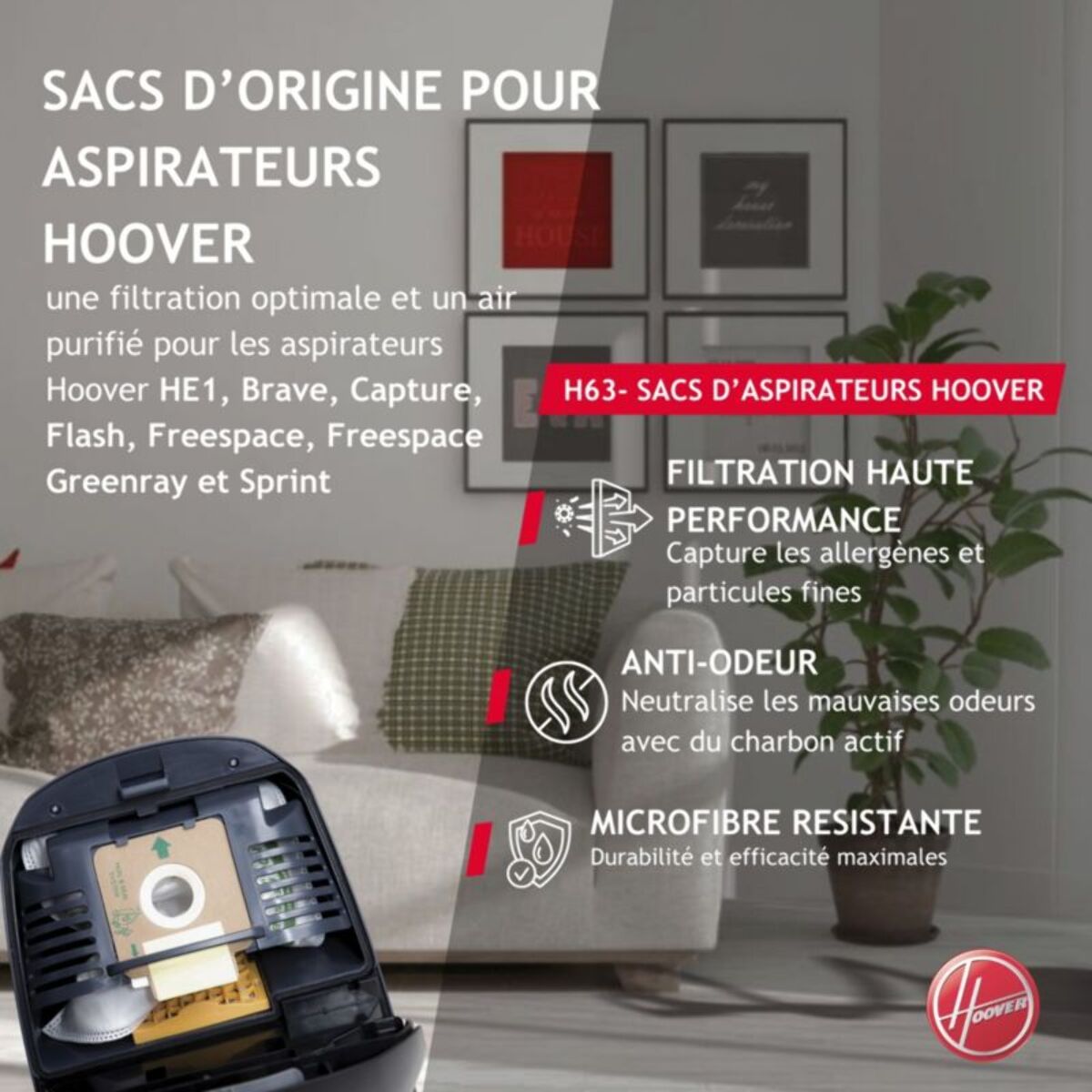 Sac aspirateur HOOVER H63 PureHepa