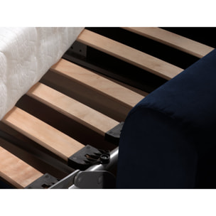 Owen - canapé 3 places convertible express couchage quotidien 140 cm matelas 12 cm en velours - Bleu nuit