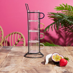 Tasse Expresso Verre X4 Avec Support