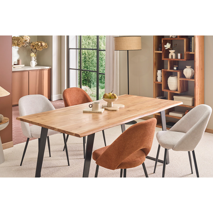 Table à manger rectangulaire en bois massif et métal noir L175 cm KORA