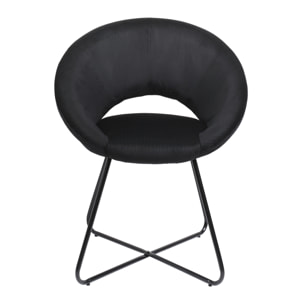 Fauteuil Rond Velours Cotele Giulia Noir
