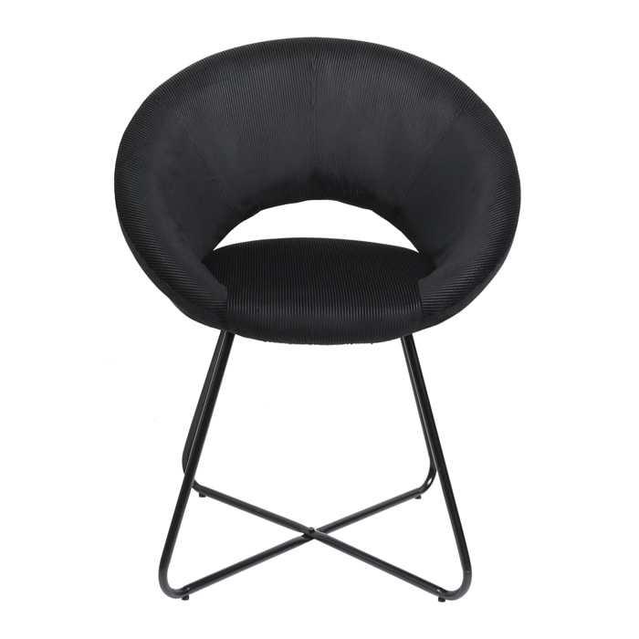 Fauteuil Rond Velours Cotele Giulia Noir