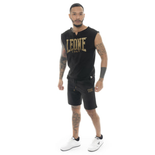 T-shirt da uomo smanicata in cotone elasticizzato Leone Stripe Gold