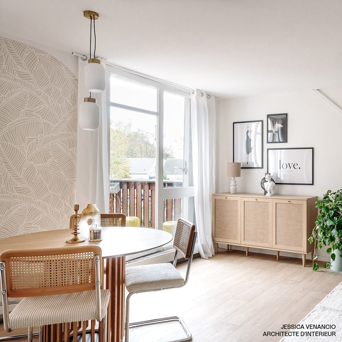 Lot de 2 chaises en cannage et velours côtelé - MUSE