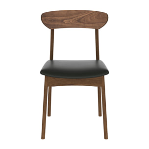 Lot de 2 chaises en cuir synthétique noir et bois foncé - Lana