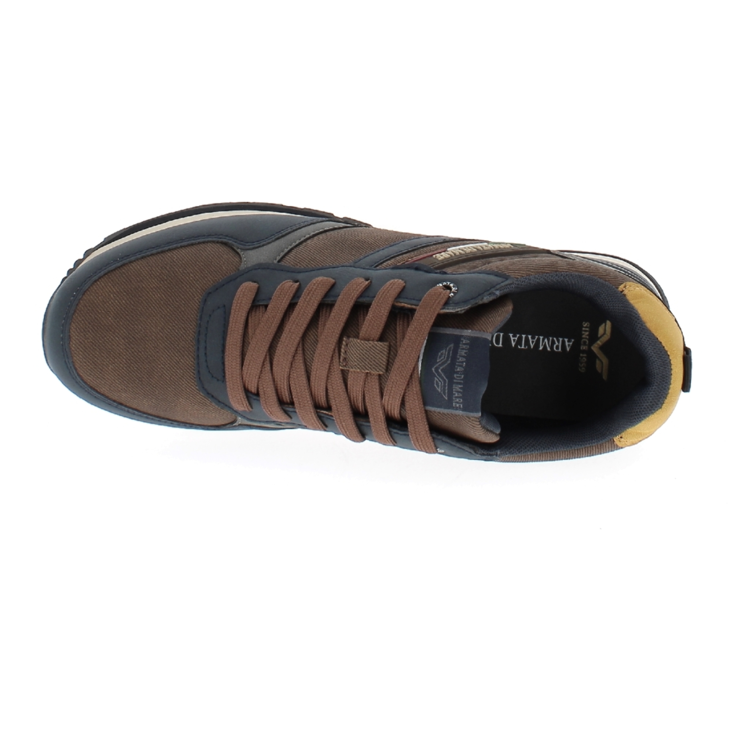 Armata di Mare Scarpe Uomo Sneakers Vintage Running con Soletta Rimovibile in Memory Foam AMU W24N620 Navy Dk Brown