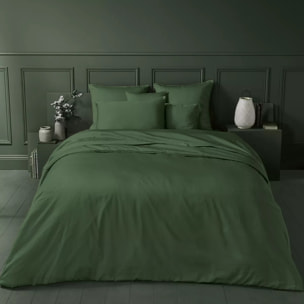 Lot de 2 taies satin de coton uni vert Ava uni sauge