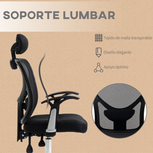 Conjunto de Oficina Incluye 1 Silla de Oficina Reclinable con Altura Ajustable 62x67x108-118 cm y 1 Alfombra Protectora de Suelo 90x120 cm Negro y Transparente