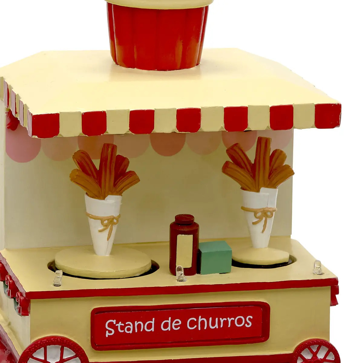 Village de Noël lumineux stand de churros animé 7 LED à piles
